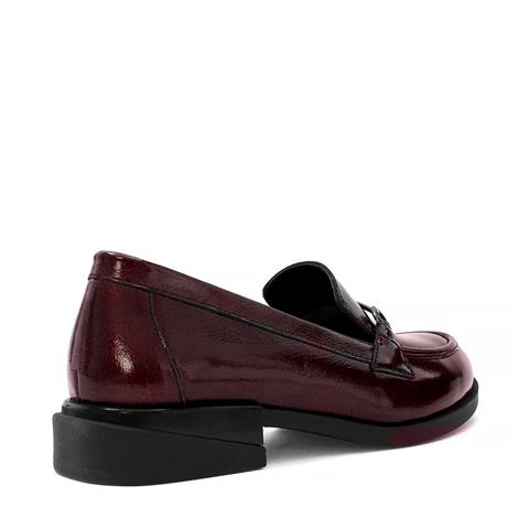 Kadın Bordo Tokalı Rugan Deri Loafer