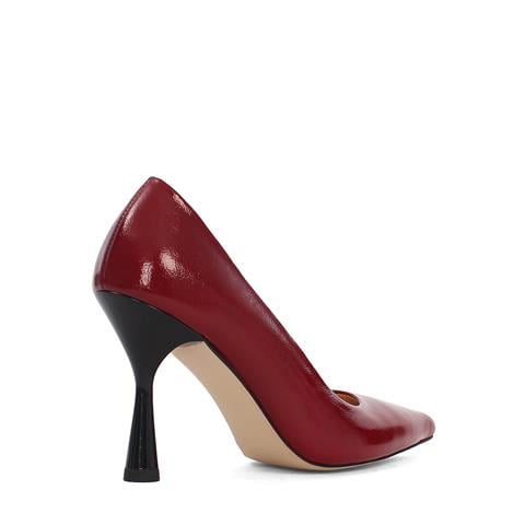 Kadın Bordo Yüksek İnce Topuklu Rugan Deri Stiletto