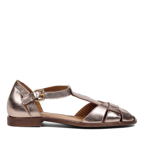 Kadın Bronz Deri Sandalet