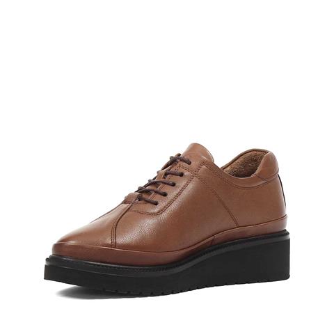 Kadın Ceviz Bağcıklı Dolgu Topuklu Deri Ayakkabı