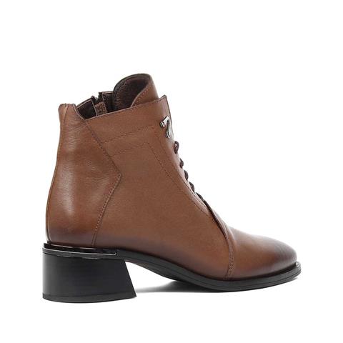 Kadın Ceviz Bağcıklı Fermuarlı Deri Bot