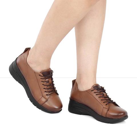 Kadın Ceviz Dolgu Topuklu Deri Ayakkabı