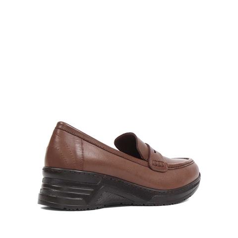 Kadın Ceviz Dolgu Topuklu Deri Ayakkabı