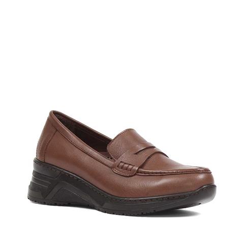 Kadın Ceviz Dolgu Topuklu Deri Ayakkabı