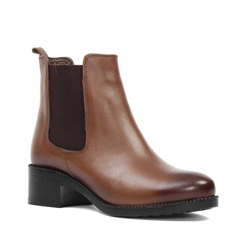 Kadın Ceviz Kalın Tabanlı Deri Chelsea Bot