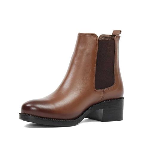 Kadın Ceviz Kalın Tabanlı Deri Chelsea Bot