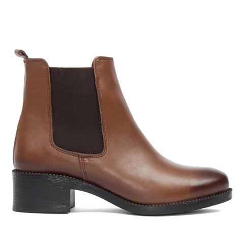 Kadın Ceviz Kalın Tabanlı Deri Chelsea Bot