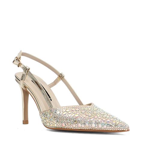 Kadın Dore Arkası Açık İnce Topuklu Abiye Ayakkabı