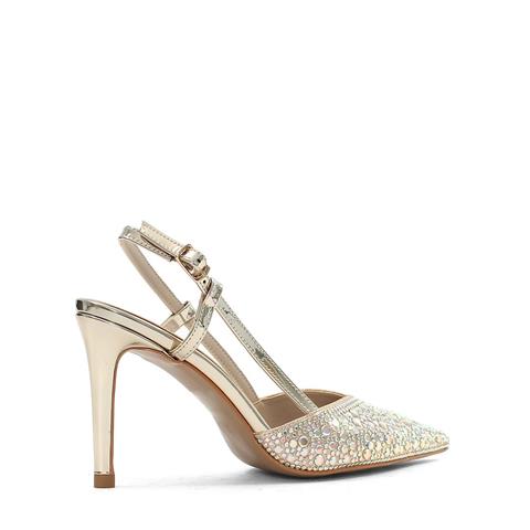 Kadın Dore Arkası Açık İnce Topuklu Abiye Ayakkabı