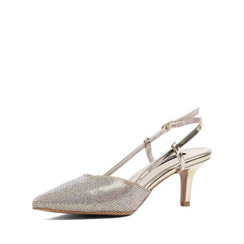 Kadın Dore Arkası Açık İnce Topuklu Abiye Ayakkabı