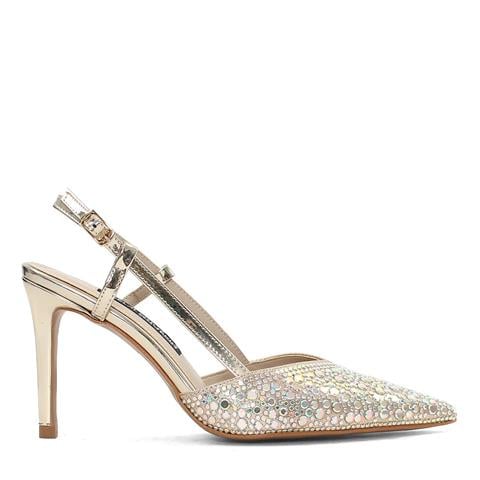 Kadın Dore Arkası Açık İnce Topuklu Abiye Ayakkabı