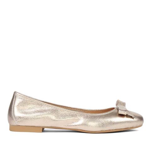 Kadın Dore Fiyonklu Deri Babet