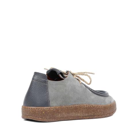 Kadın Gri Bağcıklı Kalın Tabanlı Süet Deri Ayakkabı