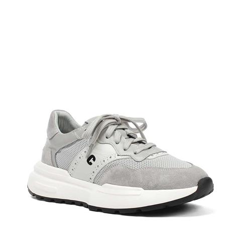 Kadın Gri Bağcıklı Kalın Tabanlı Süet Deri Sneaker