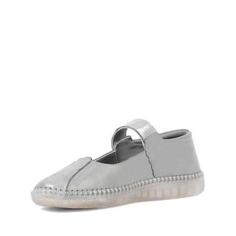 Kadın Gri Bantlı Önü Kapalı Deri Ayakkabı