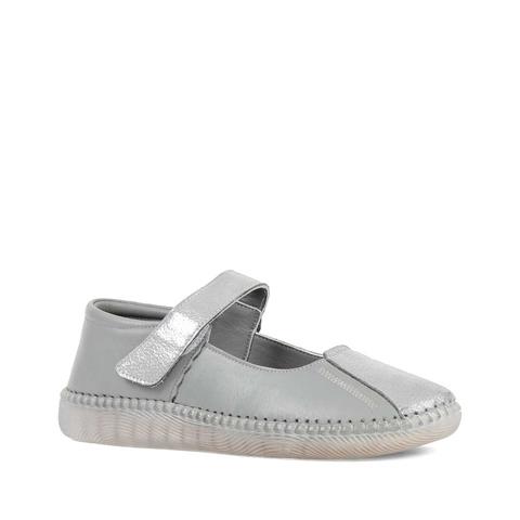 Kadın Gri Bantlı Önü Kapalı Deri Ayakkabı