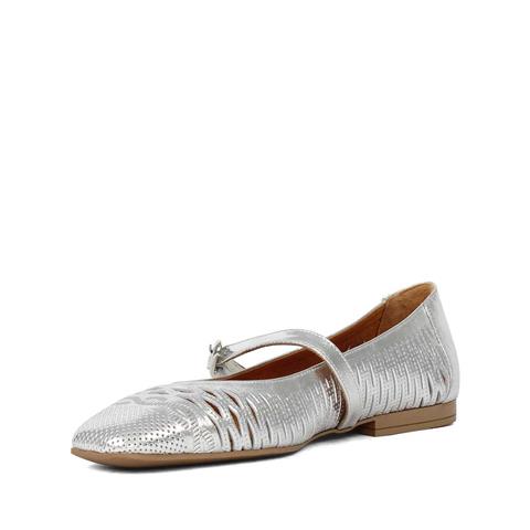 Kadın Gümüş Bantlı Deri Babet