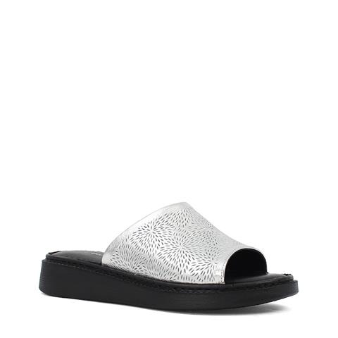 Kadın Gümüş Deri Terlik