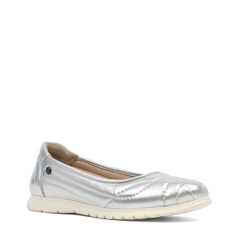 Kadın Gümüş Dikiş Detaylı Deri Ayakkabı