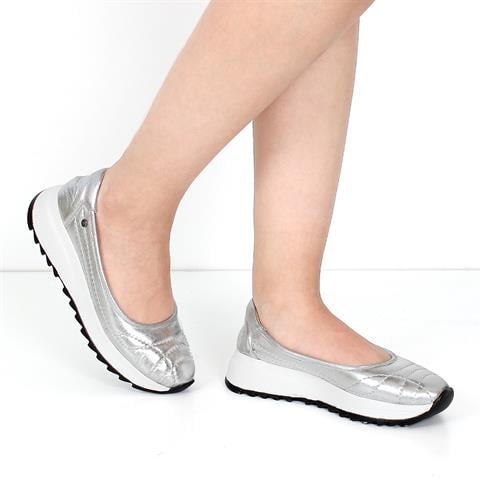 Kadın Gümüş Dolgu Topuklu Deri Ayakkabı