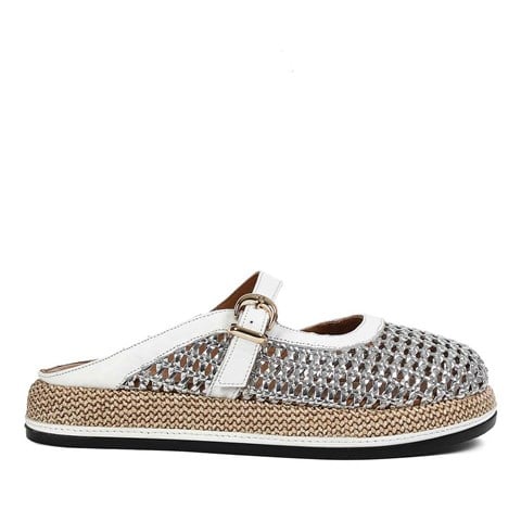 Kadın Gümüş Önü Kapalı Deri Terlik