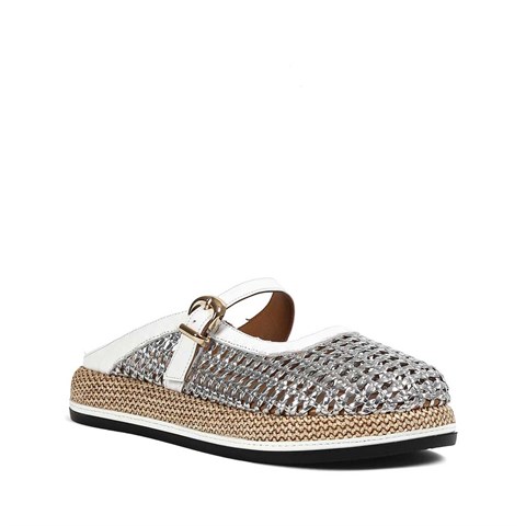 Kadın Gümüş Önü Kapalı Deri Terlik