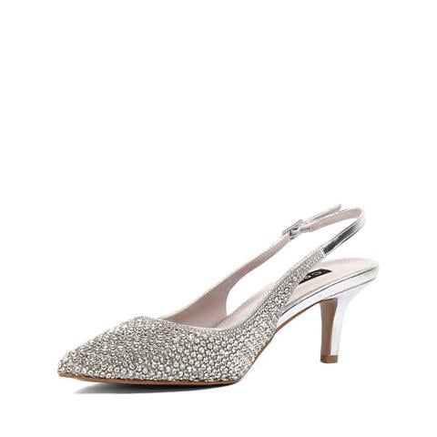 Kadın Gümüş Taşlı İnce Topuklu Abiye Ayakkabı