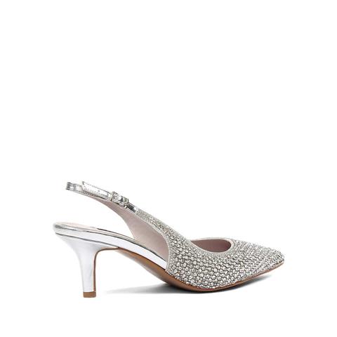 Kadın Gümüş Taşlı İnce Topuklu Abiye Ayakkabı