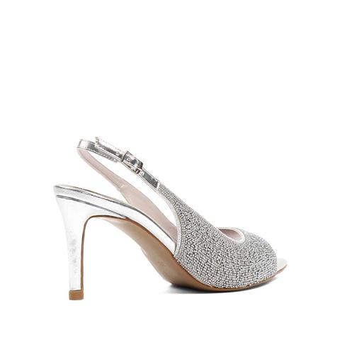 Kadın Gümüş Taşlı İnce Topuklu Abiye Ayakkabı