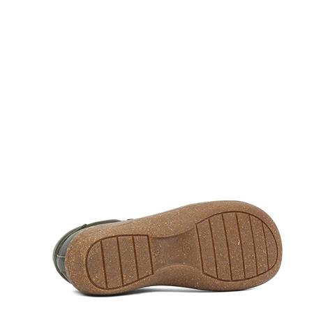 Kadın Haki Bağcıklı Fermuarlı Deri Ayakkabı