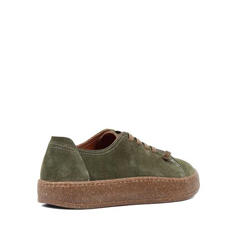 Kadın Haki Bağcıklı Kalın Tabanlı Süet Deri Ayakkabı