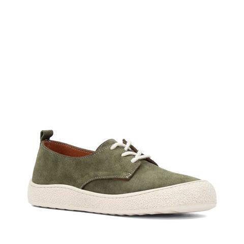 Kadın Haki Bağcıklı Kalın Tabanlı Süet Deri Ayakkabı