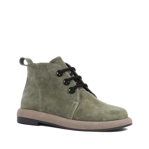 Kadın Haki Bağcıklı Süet Deri Bot