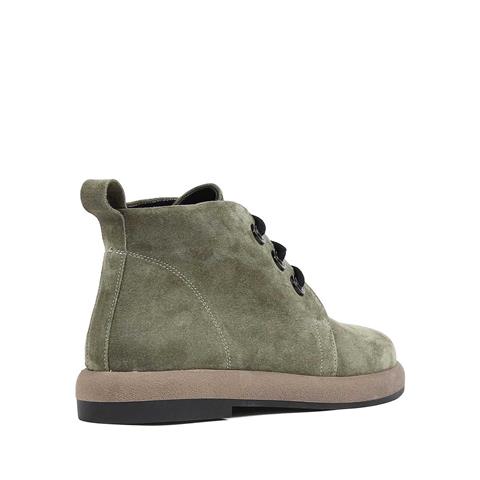 Kadın Haki Bağcıklı Süet Deri Bot