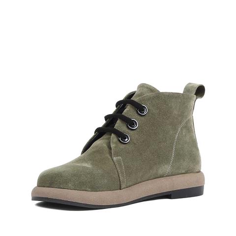 Kadın Haki Bağcıklı Süet Deri Bot