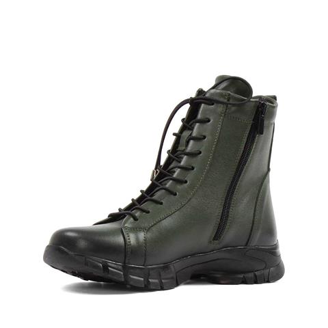 Kadın Haki Fermuarlı Deri Bot