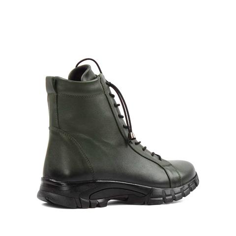 Kadın Haki Fermuarlı Deri Bot