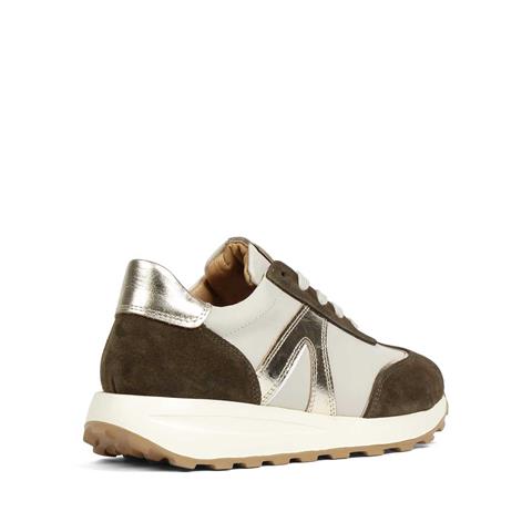 Kadın Haki Gri Bağcıklı Süet Deri Sneaker