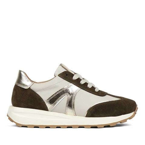 Kadın Haki Gri Bağcıklı Süet Deri Sneaker