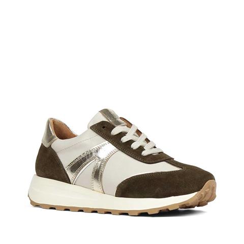 Kadın Haki Gri Bağcıklı Süet Deri Sneaker