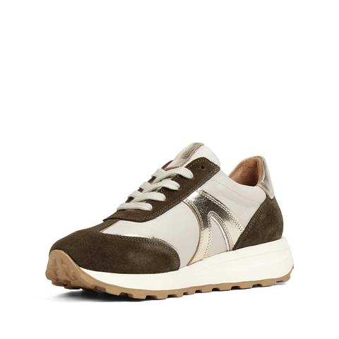 Kadın Haki Gri Bağcıklı Süet Deri Sneaker