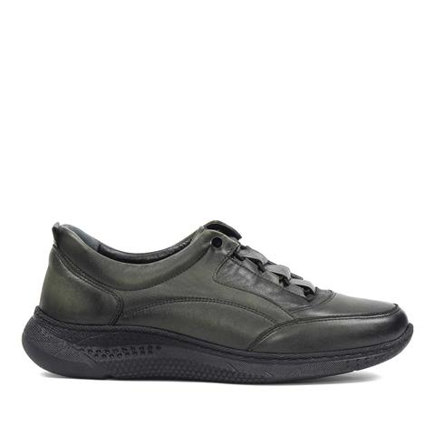 Kadın Haki Kalın Tabanlı Deri Sneaker