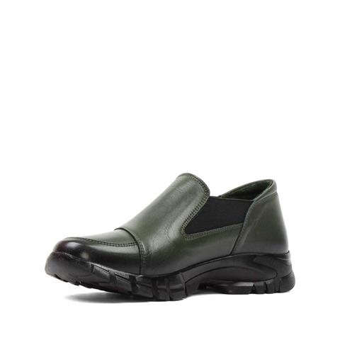 Kadın Haki Lastikli Kalın Tabanlı Deri Ayakkabı