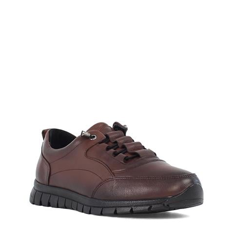 Kadın Kahverengi Bağcıklı Deri Ayakkabı