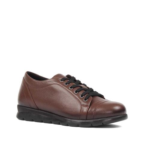 Kadın Kahverengi Bağcıklı Deri Ayakkabı