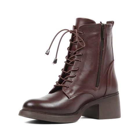 Kadın Kahverengi Bağcıklı Fermuarlı Deri Bot