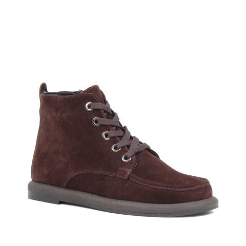 Kadın Kahverengi Bağcıklı Fermuarlı Süet Deri Bot