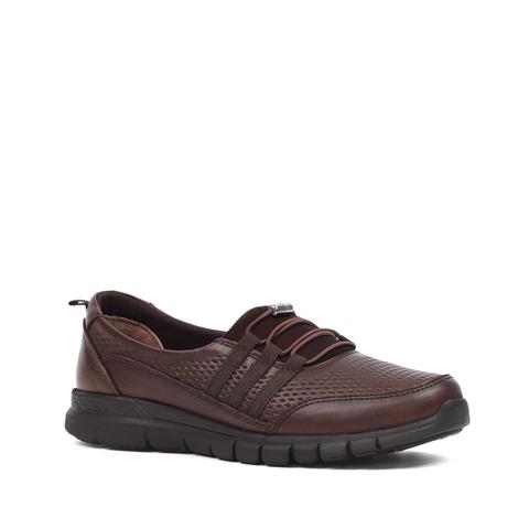 Kadın Kahverengi Kalın Tabanlı Deri Ayakkabı