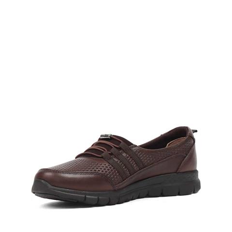 Kadın Kahverengi Kalın Tabanlı Deri Ayakkabı