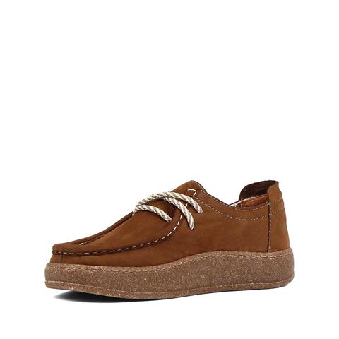 Kadın Kahverengi Bağcıklı Kalın Tabanlı Nubuk Deri Ayakkabı